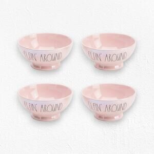 Rae Dunn Pink Iridescent Elfin Around Holiday Decor Mini Berry Bowls Set of 4